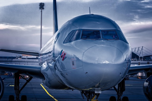 Plane at airport gate ready for departure
